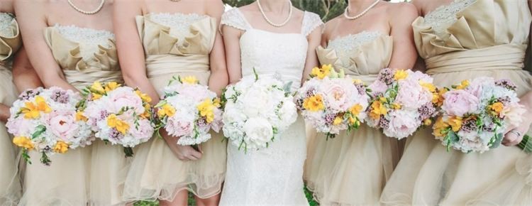 Bella Flora Designs Pic 1 - Beautiful Bride and Bridesmaids Hand Tied Bouquets of Peony Roses and Hydrangea