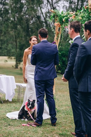 Callaghan Maree Pic 2 - Yes that is a dog sitting on the brides train from Keiran Moore Photography