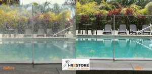 i-Restore Products & Services Pic 4 - Pool Fence Glass Restoration Removal of Glass Cancer Lime Scale Mineral deposits and Glass Whitening Inquire now 0490 947 851