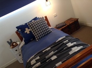 House of Carveth Pic 5 - 9 year old boys room His favourite shade of blue was used for both the roman blinds and the primary linen colour Grey and white go beautifully with this shade