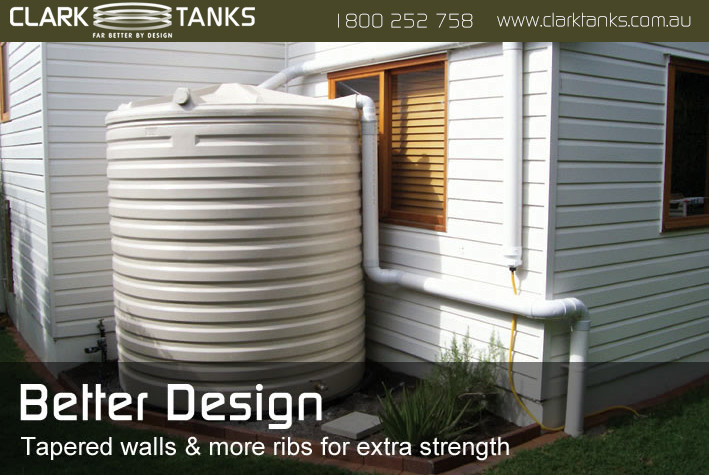 Clark Tanks Pic 1 - Better Design Clark Tanks Round Water Tanks feature tapper walls more ribs for extra strength For more information visit our website wwwclarktankscomau or call 1800 252 758