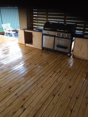 The Yard Makeovers Pic 4 - BBQ area with screening