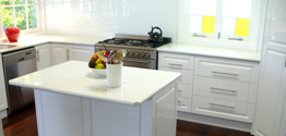 Maryborough Kitchens and Joinery Pic 3 - Maryborough Kitchens White 2 Pac Painted Profile Doors and Panels and Laminex White Valencia Gloss Laminated Benchtops