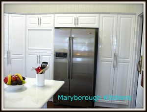 Maryborough Kitchens and Joinery Pic 4 - Maryborough Kitchens White 2 Pac Painted Profile Doors and Panels and Laminex White Valencia Gloss Laminated Benchtops