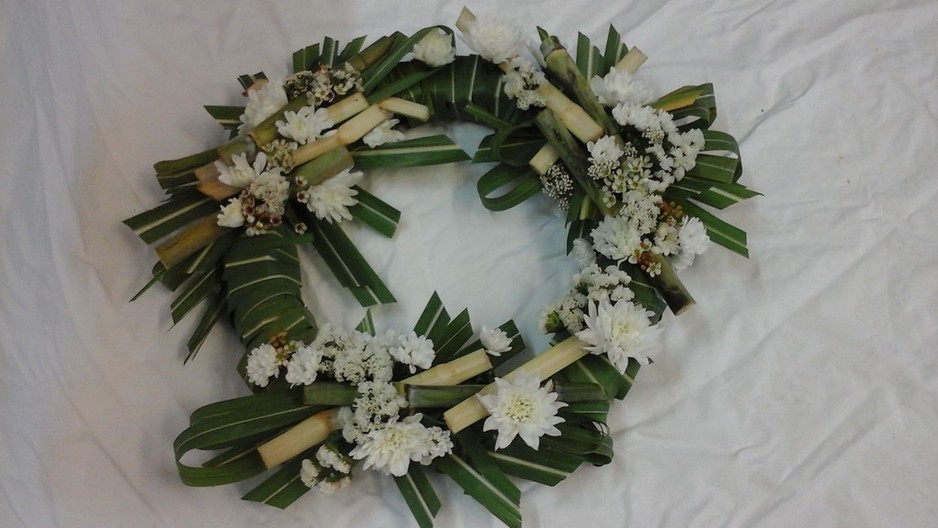 Deborah's Flowers Pic 1 - Wreath made of sugar cane flowers