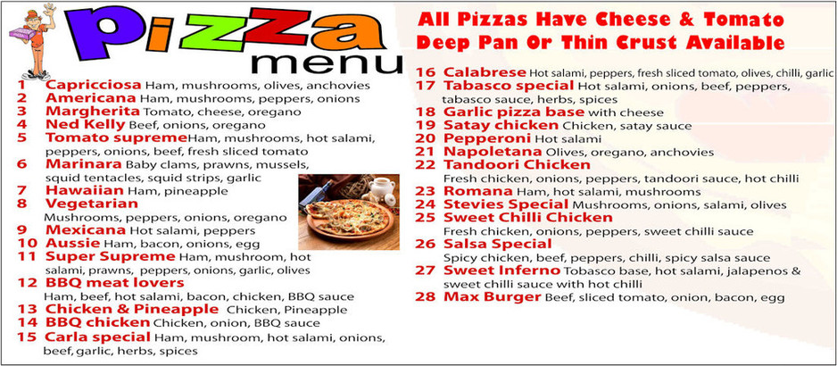 Johnny Boys Pizza Pic 1 - Pizza Menu