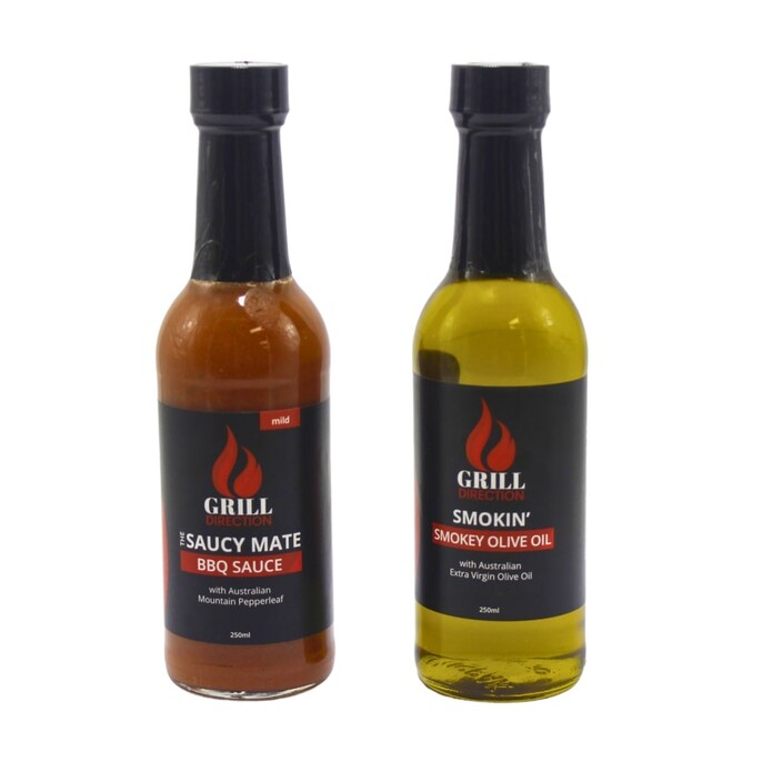 Grill Direction Pic 1 - The Saucy Mate BBQ Sauce Low in Sugar content focusing of flavour and Mild Spice Smoking Olive Oil using Vic Olive Oil and Australian Timbers