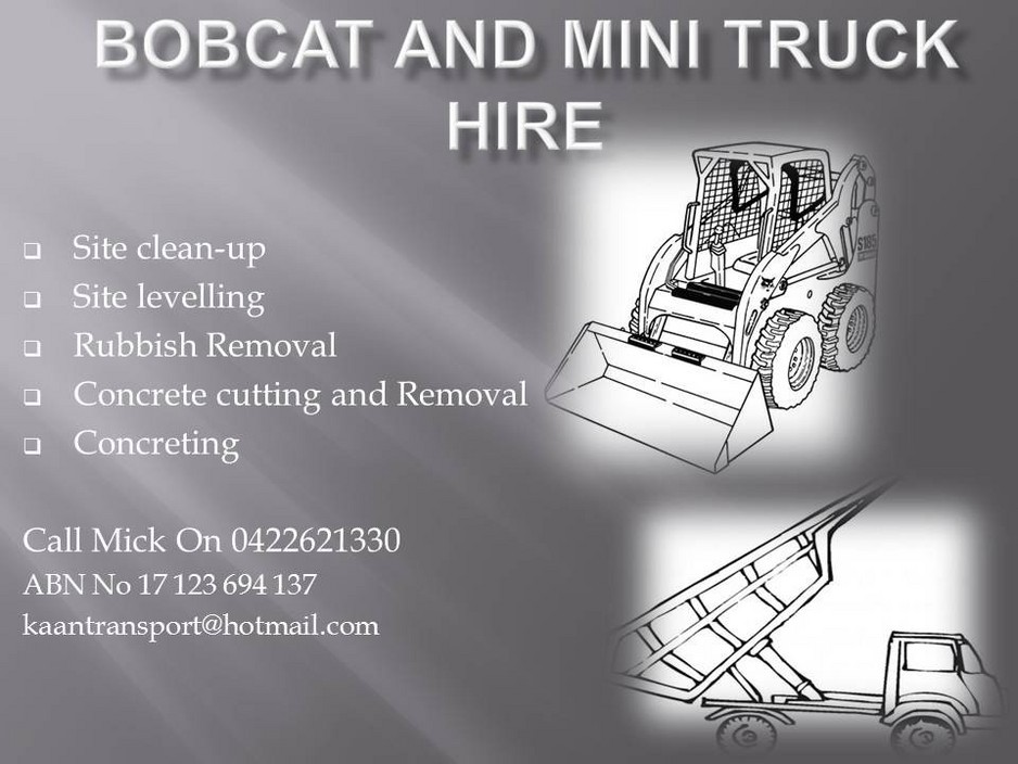 bobcat and mini tip truck hire Pic 1