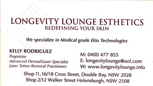 Longevity Lounge esthetics Pic 3 - Business card with info of two locations