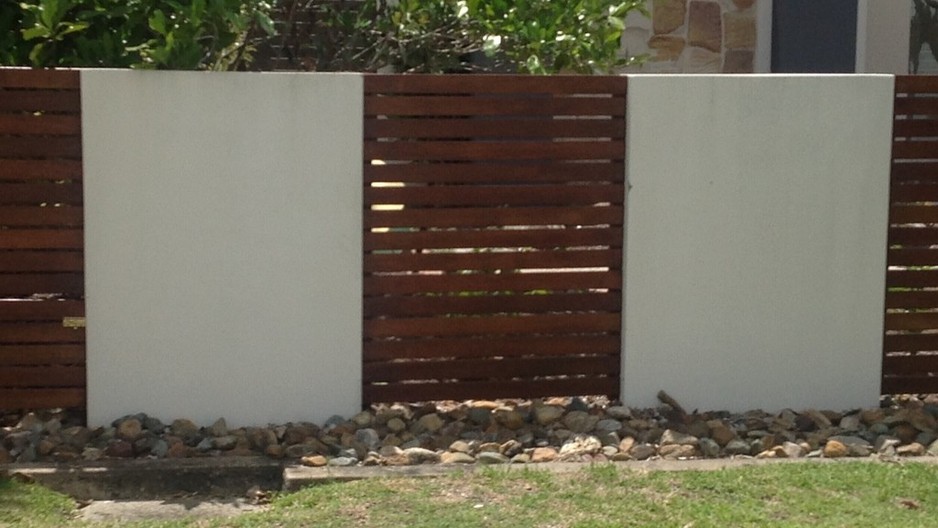 Fence and Garden Sunshine Coast Pic 1 - Block fence with horizontal timber infill