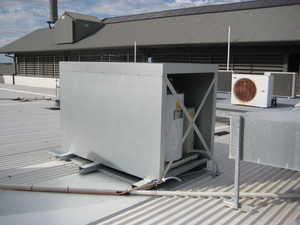 BMR Refrigeration Pic 5 - Grant 25 Ton flake ice machine roof mounted with stainless dropper duct