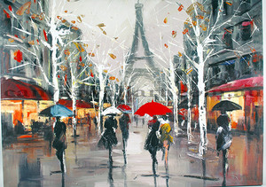 Canvas Wall Arts Pic 3 - Oil Painting A Day In Paris Ready To Hang