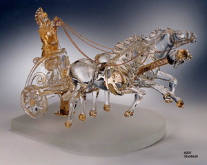 Murano Art Glass Australia Pic 5 - Zanetti Murano art glass sculpture titled BIGA in Clear Crystal and 24 KT Gold