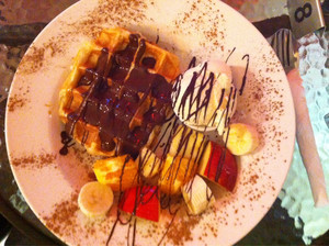 The Waffle King Pic 4 - Fruit waffle requested with dark chocolte