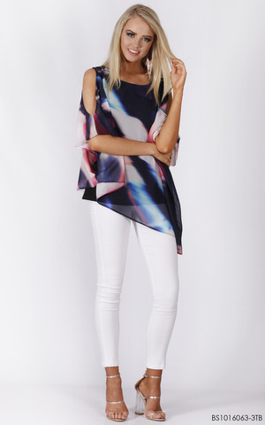 Wyld 4 U Pic 4 - Lovely sheer print top with slit sleeve detail great for any occasion sizes 10 18