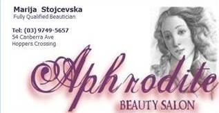 Aphrodite Beauty Salon Pic 1 - Marijas business card with contact details