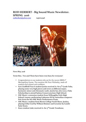 Big Sound Music Violin and Brass Tuition Pic 4 - Rod Herbert Trombonist Bass Trombone Sousaphone Tuba Performer Conductor Brass teacher Trumpet French Horn Euphonium Tuba Trombone Teach North Sydney region