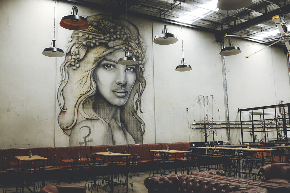 Ceres Distilling Co Pty Ltd Pic 1 - Our Distillery mural wall and banquet seating