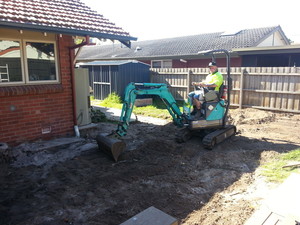 Scotty Mac's Complete Landscaping and Gardening Services Pic 3 - digging out a area for a concrete slab for outdoor area