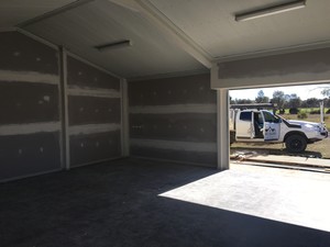 Obrien Building Yorke Peninsula Pic 5 - Last week we turned a plain old shed into a man cave We lined the walls and columns with gyprock and for something different we lined the ceilings using mini orb colourbond iron