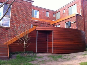 Trusted Build Projects Pic 2 - Curved Merbau Deck and Staircase