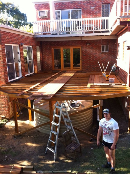 Trusted Build Projects Pic 1 - Large 140mm Merbau Deck with 2 Water Tanks underneath