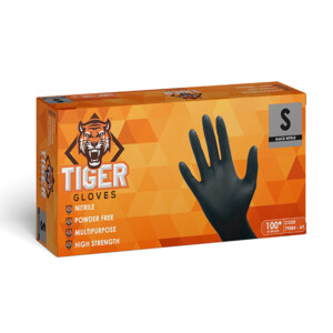 Tiger Gloves Pic 4 - Disposable Black Nitrile Gloves S