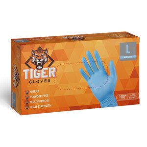 Tiger Gloves Pic 5 - Disposable Blue Nitrile Gloves L