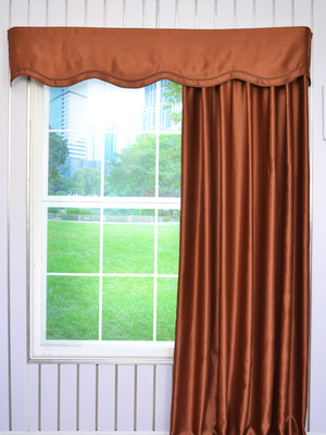 Curtains4Australia Pic 2 - Solid Brown Color Fakelayered Wave Window Valance and Curtains