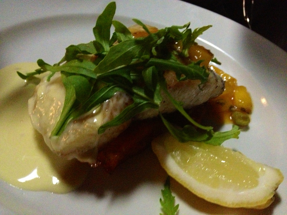 Dundee's Restaurant On The Waterfront Pic 1 - Panseared Wild Baramundi with roast sweet potato mango salsa