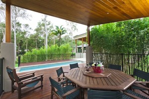 Deck Solutions Gold Coast Pic 4 - Pool and alfresco decking extension from existing house living areas Logan Village QLD