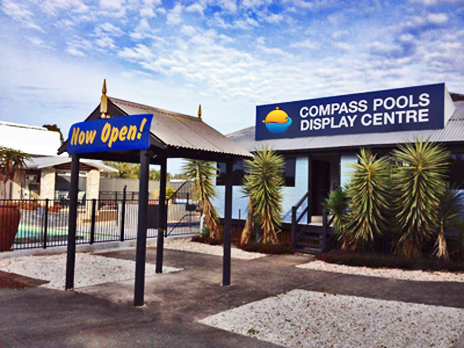 Compass Pools SEQ Pic 1 - Compass Pools SEQ Display Centre in Chermside QLD with 3 fibreglass pools