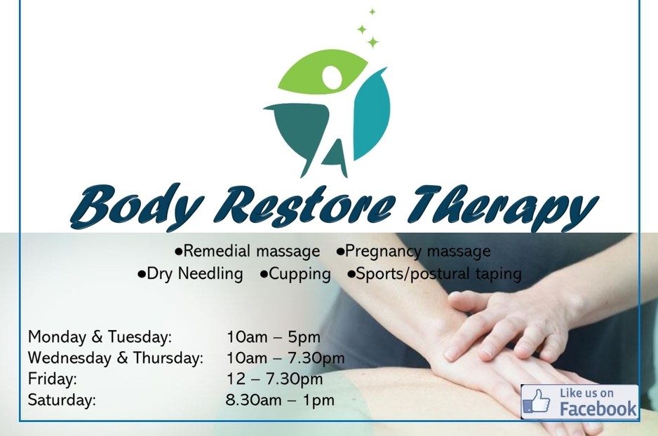 Body Restore Therapy Pic 1 - Remedial massage located in Point Cook Town centre offering deep tissue massage dry needling cupping and sportspostural taping