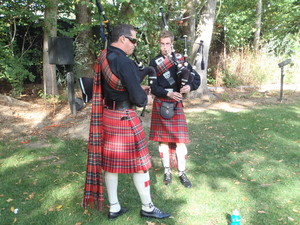 Piper for hire- Jason Moore, The Piping Shrike Pic 4 - Piping at a pub opening with the Pipes of Destiny piping duo available through Jason