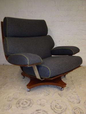 The Upholsterer Sydney Pic 2 - Fully Restored Danish Koford Larsen for G Plan Chair Upholstered in grey wool felt fabric