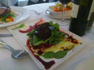 Ambrosini's Restaurant Pic 3 - Side dish of roasted beetroot with baby spinach and balsamic glaze