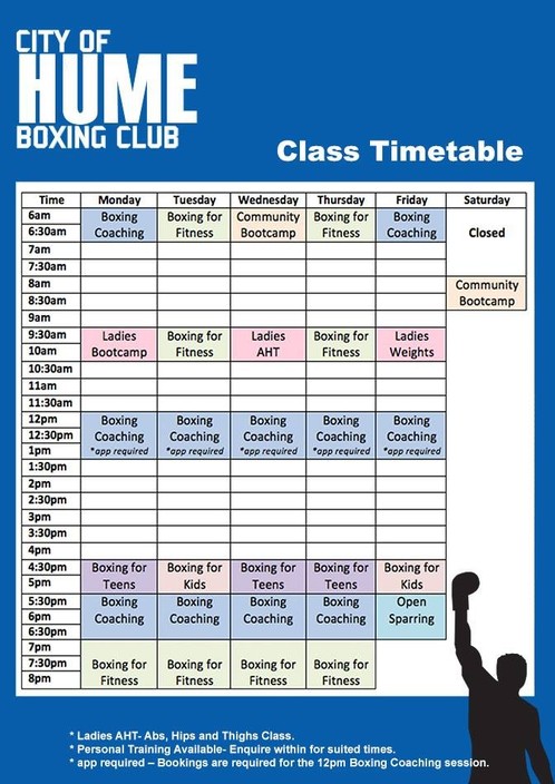 City of Hume Boxing Club Pic 1 - City of Hume Boxing Club Class Timetable