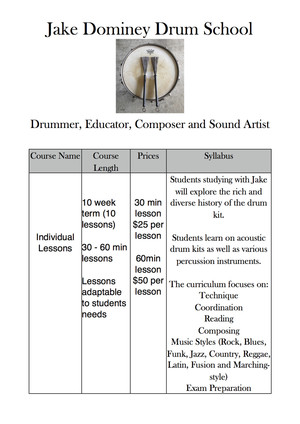 Jake Dominey Drum School Pic 4 - Course Individual Lessons