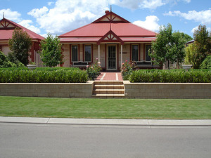 Barossa Landscapes Pic 3 - RETAINING WALL AND PAVED ENTRY PATHWAY