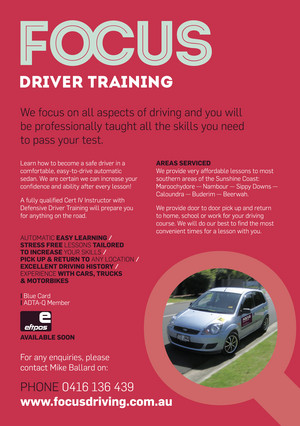 Focus Driver Training Pic 4 - Our promotional flyer