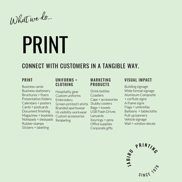 Jabiru Printing Pty Ltd Pic 1 - Connect with customers in a tangible way with Jabiru Printing jabiruprintingcomau