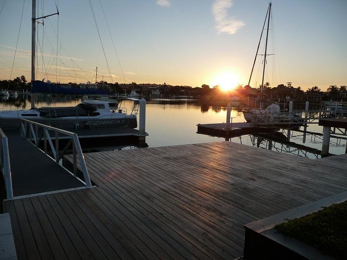 Mooloolaba Holiday House Pic 1 - Sunset from the waterfron deck