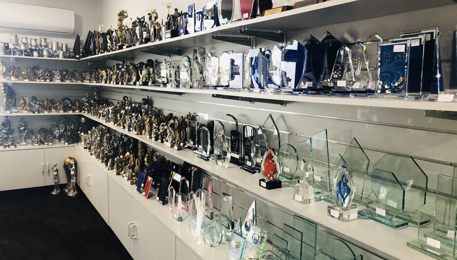 Mid City Gift & Trophy Centre Pic 1 - Trophies medals and awards on display in store