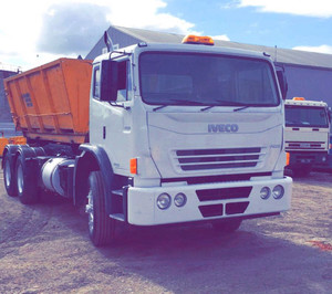 Bins Skips Waste and Recycling Pic 3 - Hook Lift Truck with a Walkin Bin loaded up