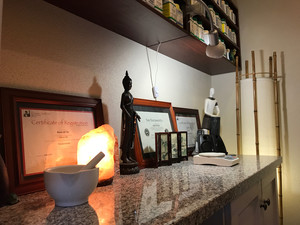 Melbourne Traditional Chinese Medicine Pic 3 - Melbourne Traditional Chinese Medicine Pty Ltd Dispensing Desk where Herbs are mioxed at 3 Leopold Street Caulfield South