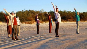 Relax and Shine Yoga Pic 5 - Saluting the early morning sun Cabarita Retreat