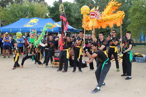 Canberra Dragon Dance Pic 3 - We have 3 dragons a kids green dragon and gold and red dragons