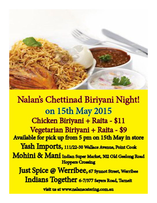 Nalan's Chettinad Catering Services Pic 1 - Take away promotion