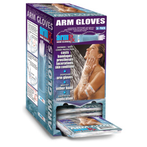 Agility Healthcare Pic 3 - ArmRx Arm Gloves provide waterproof protection for casts wounds dressings skin conditions burns bandages and any other condition that requires protection from unwanted water exposure