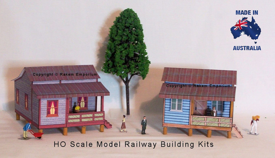 Rakem Emporium Pic 1 - HO Scale Country Cottages on Wooden Stumps Building Kit Designed Printed By Rakem Emporium